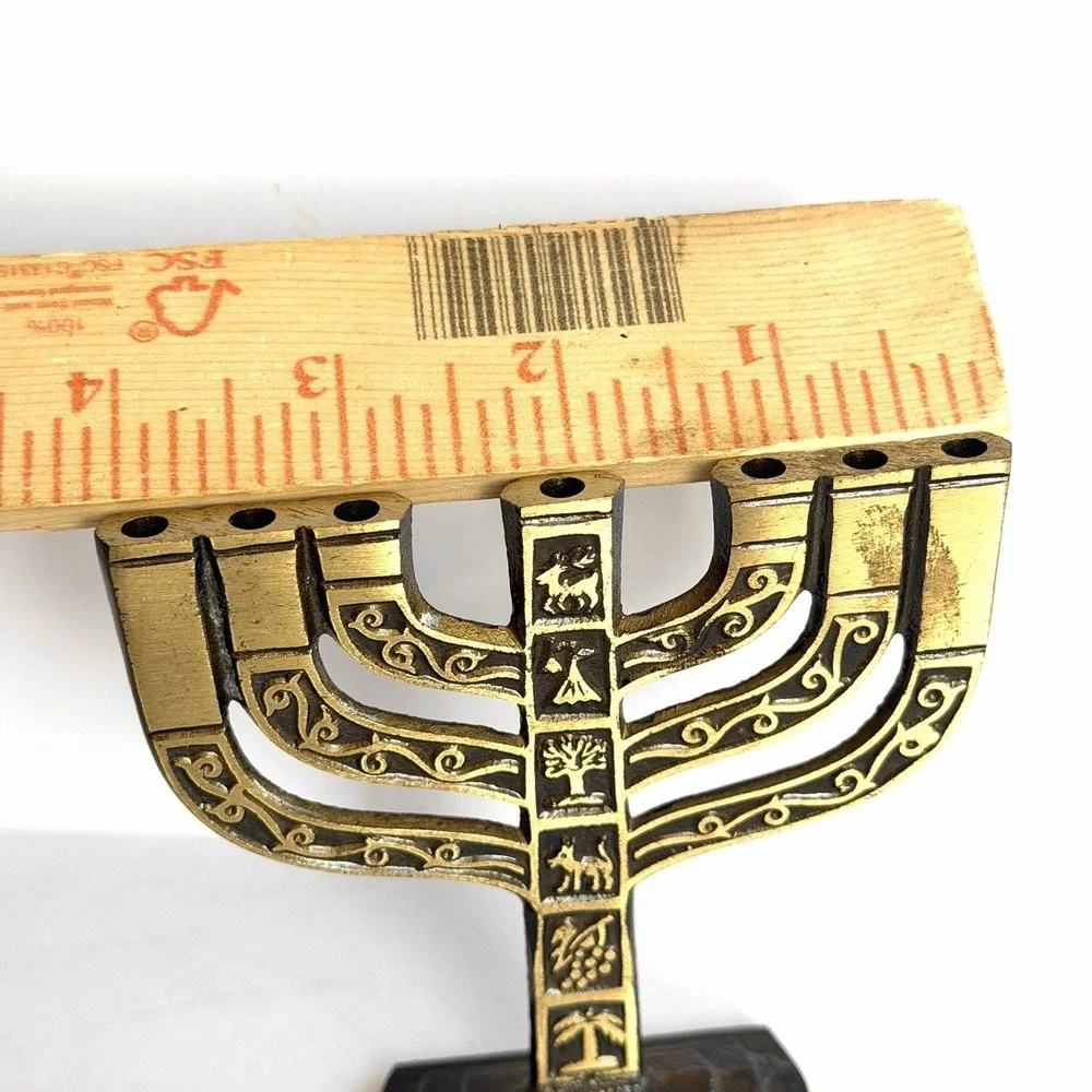 Small Hanukkah Menorah‎ Brass 9 Candles Judaica Religious Holiday